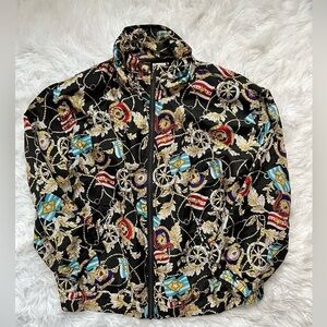 EVR Vintage Fully Silk Bomber Jacket Flag Rope Design Size Large